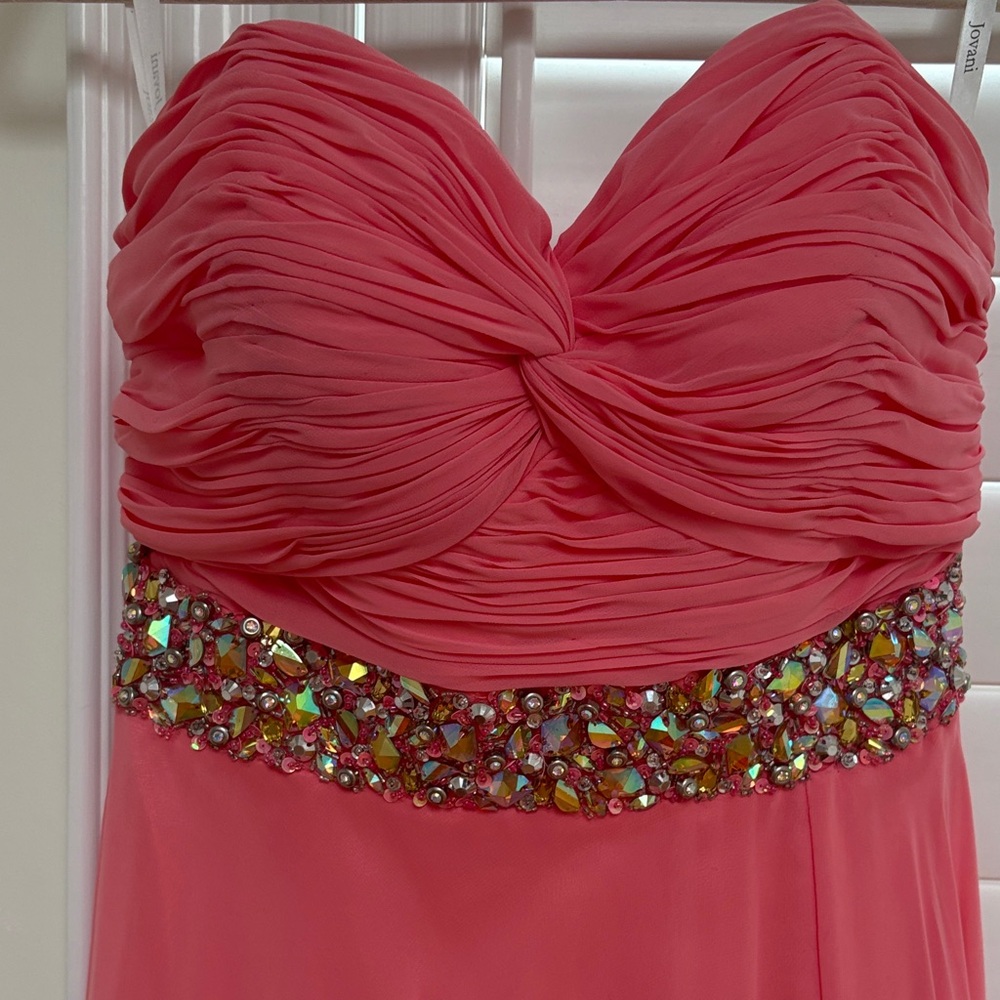 Jovani Strapless Beaded Waist Gown